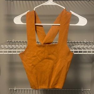 NWOT * KENDALL & KYLIE Brown Square Neck Tank Top in Size XS